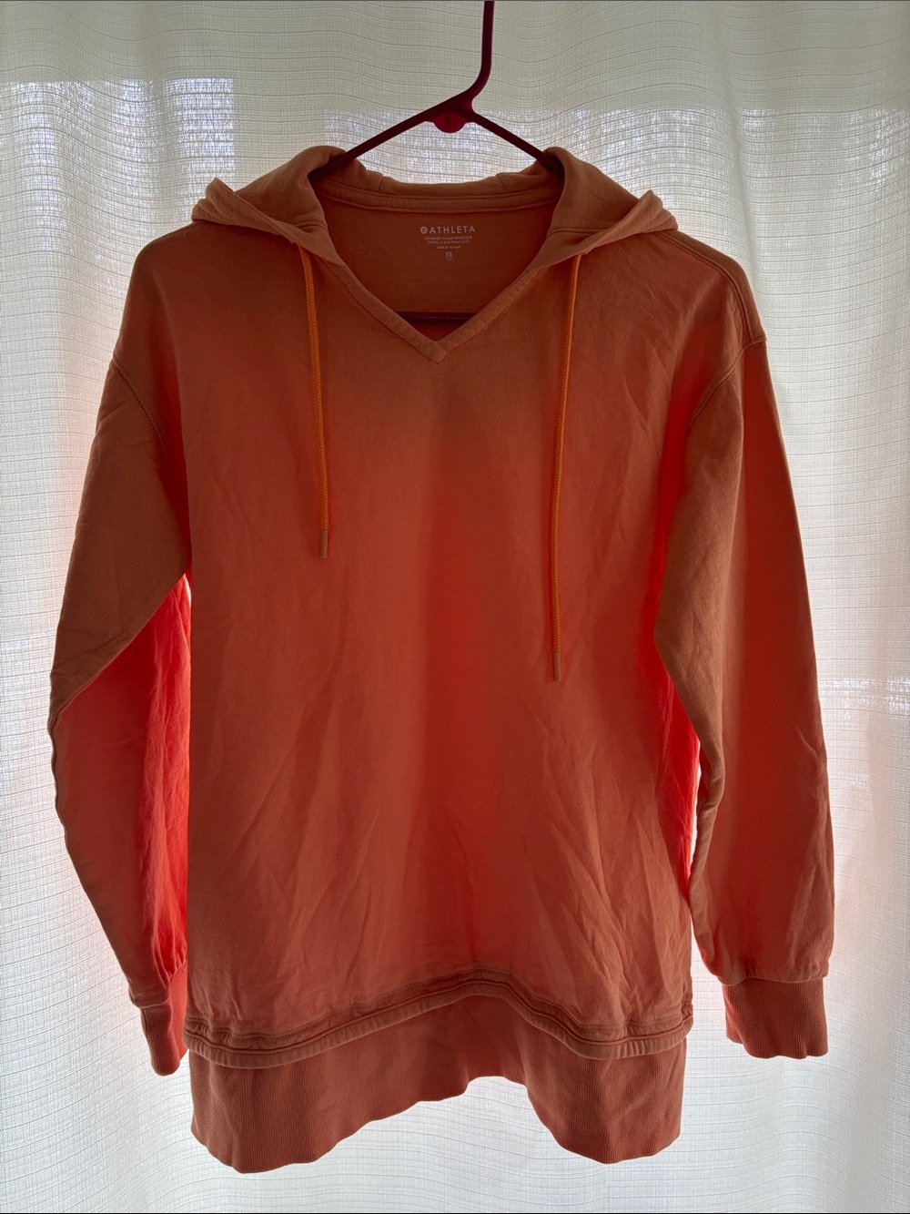 Athleta Coral Hooded V-Neck Pullover Sweatshirt
